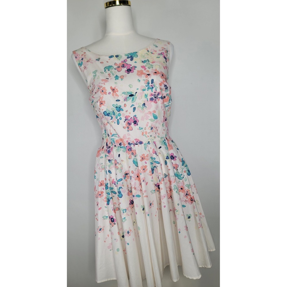 LC Lauren Conrad Watercolor Floral Fit & Flare Dress Size 16 NWT